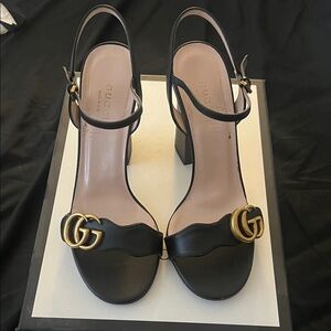 Gucci Black Heels with Gold Accents